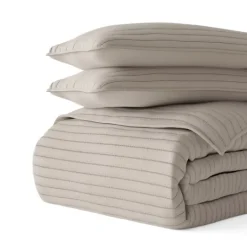 Kirkland's Home Latte Stitched Stripes 2-Pc. Twin Quilt Set- Quilts
