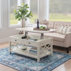 Kirkland's Home Lattice Raised Top Storage Coffee Table- Coffee Tables