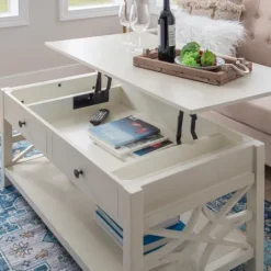Kirkland's Home Lattice Raised Top Storage Coffee Table- Coffee Tables
