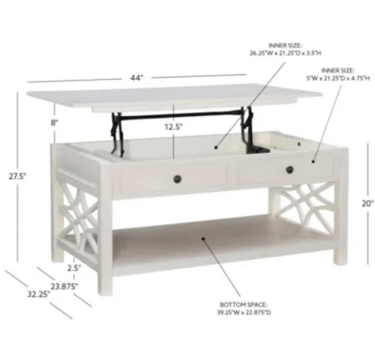 Kirkland's Home Lattice Raised Top Storage Coffee Table- Coffee Tables
