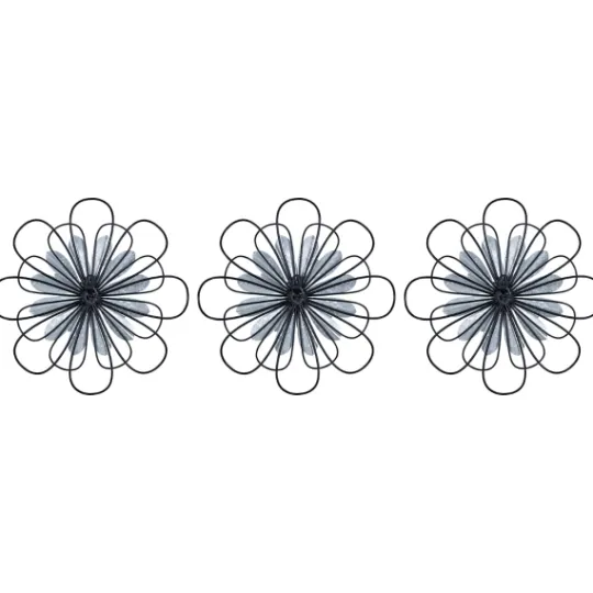 Kirkland's Home Layered Metal & Wood Flower Wall Plaques, Set Of 3- Wall Plaques
