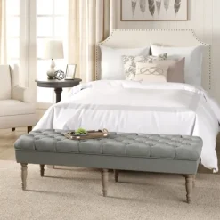 Kirkland's Home Layla Button Tufted Bench- Benches & Ottomans