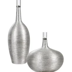 Kirkland's Home Leaf Ribbed Gatsby Bottle Vases, Set Of 2- Vases