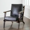 Kirkland's Home Leather And Wood Accent Chair- Accent Chairs
