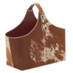 Kirkland's Home Leather Hide Modern Magazine Rack Basket- Baskets & Boxes
