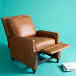 Kirkland's Home Leather Nailhead Trim Recliner- Accent Chairs