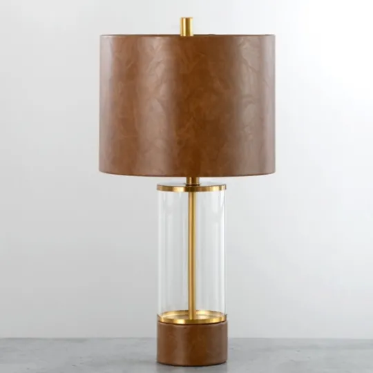 Kirkland's Home Leather Watson Table Lamp- Table Lamps