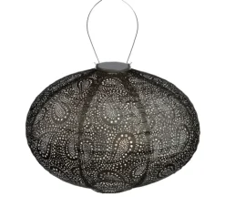 Kirkland's Home Led Oval Taupe Outdoor Hanging Lantern- Outdoor Lighting