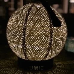 Kirkland's Home Led Round Light Taupe Outdoor Hanging Lantern- Outdoor Lighting