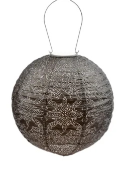 Kirkland's Home Led Round Taupe Outdoor Hanging Lantern- Outdoor Lighting