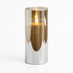 Kirkland's Home Led Soft Flame Glass Pillar Candle, 3X7 In.- Flameless Candles