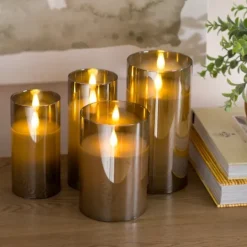 Kirkland's Home Led Soft Flame Glass Pillar Candle, 3X7 In.- Flameless Candles