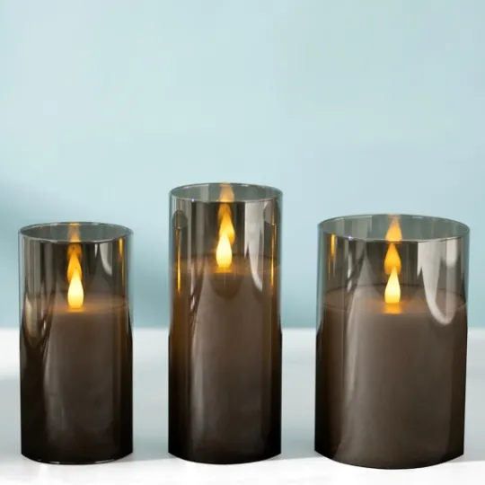 Kirkland's Home Led Soft Flame Glass Pillar Candle, 4X6 In.- Flameless Candles