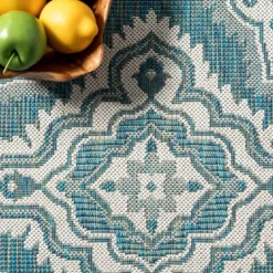 Kirkland's Home Leslie Green Floral Trellis Outdoor Rug, 5X8- Outdoor Rugs