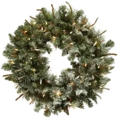 Kirkland's Home Liana Lightly Frosted Pine Pre-Lit Wreath, 30 In.- Wreaths
