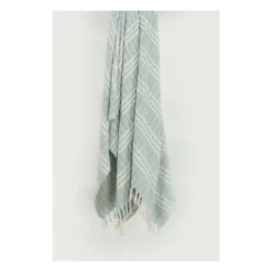 Kirkland's Home Light Blue And Ivory Striped Cotton Throw- Blankets & Throws