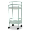 Kirkland's Home Light Blue Round Metal Bar Cart- Kitchen Islands & Bar Carts