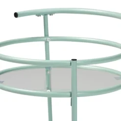 Kirkland's Home Light Blue Round Metal Bar Cart- Kitchen Islands & Bar Carts