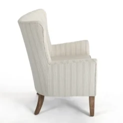 Kirkland's Home Light Blue Stripe Wingback Accent Chair- Accent Chairs