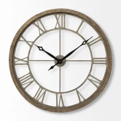 Kirkland's Home Light Brown Carved Wooden Clock- Clocks