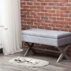 Kirkland's Home Light Button Tufted Storage Cross Leg Bench- Benches & Ottomans