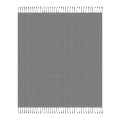 Kirkland's Home Light Checkered Weave Fringe Throw- Blankets & Throws