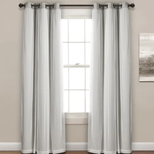 Kirkland's Home Light Curtain Panel Set With Overlay, 108 In.- Curtains & Drapes
