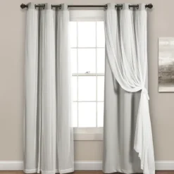Kirkland's Home Light Curtain Panel Set With Overlay, 108 In.- Curtains & Drapes