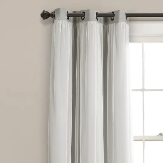 Kirkland's Home Light Curtain Panel Set With Overlay, 108 In.- Curtains & Drapes