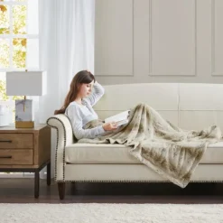 Kirkland's Home Light Faux Fur Oversized Throw Blanket- Blankets & Throws