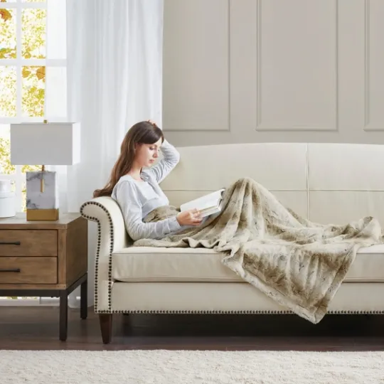 Kirkland's Home Light Faux Fur Oversized Throw Blanket- Blankets & Throws