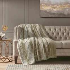 Kirkland's Home Light Faux Fur Oversized Throw Blanket- Blankets & Throws