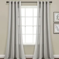 Kirkland's Home Light Faux Linen Curtain Panel Set, 84 In.- Curtains & Drapes