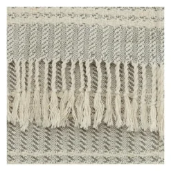 Kirkland's Home Light Gray And Ivory Striped Cotton Throw- Blankets & Throws
