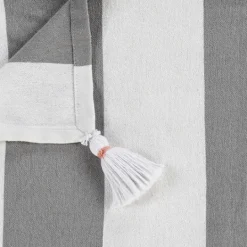 Kirkland's Home Light Gray Cabana Stripe Tassel Throw- Blankets & Throws