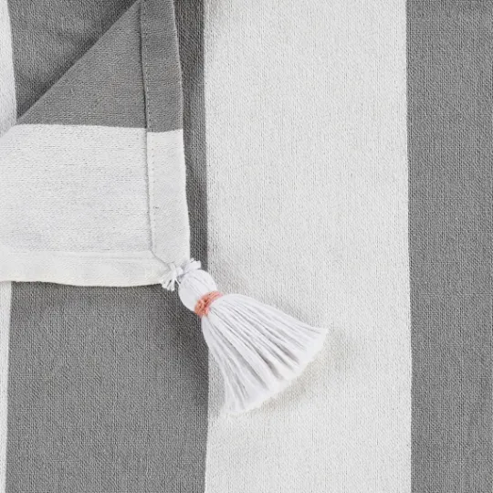 Kirkland's Home Light Gray Cabana Stripe Tassel Throw- Blankets & Throws