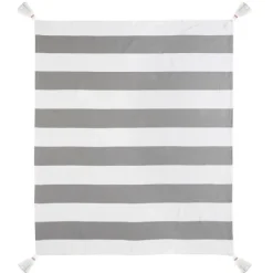 Kirkland's Home Light Gray Cabana Stripe Tassel Throw- Blankets & Throws