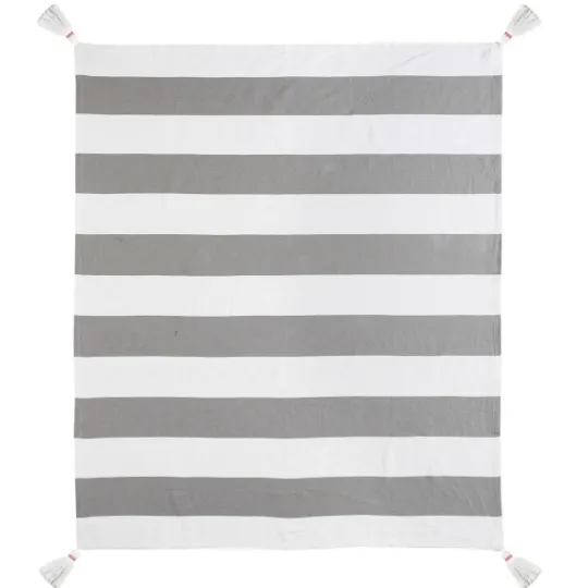 Kirkland's Home Light Gray Cabana Stripe Tassel Throw- Blankets & Throws