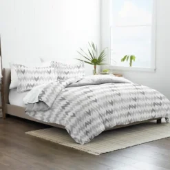 Kirkland's Home Light Gray Chevron 3-Pc. King Duvet Cover Set- Duvets