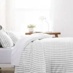 Kirkland's Home Light Gray Stripes 3-Pc. Queen Duvet Cover Set- Duvets