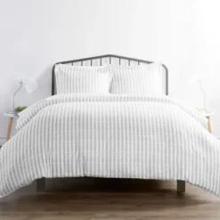 Kirkland's Home Light Gray Stripes 3-Pc. Twin Duvet Cover Set- Duvets