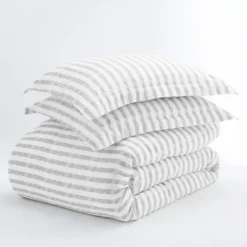 Kirkland's Home Light Gray Stripes 3-Pc. Twin Duvet Cover Set- Duvets