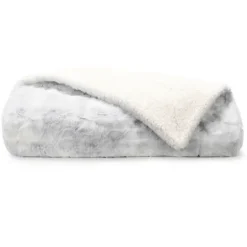 Kirkland's Home Light Gray Tie Dye Faux Fur Throw- Blankets & Throws
