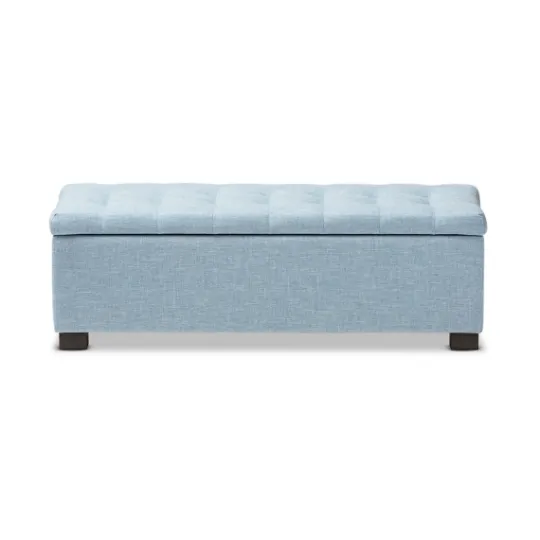 Kirkland's Home Light Grid Tufted Upholstered Ottoman- Benches & Ottomans