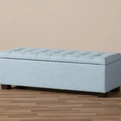 Kirkland's Home Light Grid Tufted Upholstered Ottoman- Benches & Ottomans