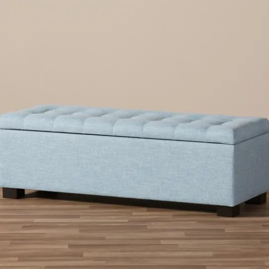Kirkland's Home Light Grid Tufted Upholstered Ottoman- Benches & Ottomans