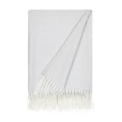 Kirkland's Home Light Herringbone Throw With Fringe- Blankets & Throws