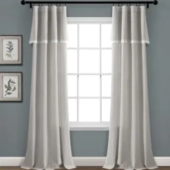 Kirkland's Home Light Linen Lace Curtain Panel Set, 84 In.- Curtains & Drapes