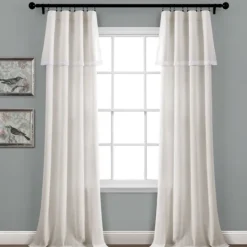 Kirkland's Home Light Linen Lace Curtain Panel Set, 84 In.- Curtains & Drapes
