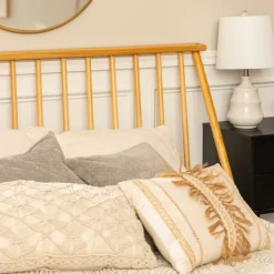 Kirkland's Home Light Oak Modern Spindle Wooden Queen Bed- Beds & Headboards